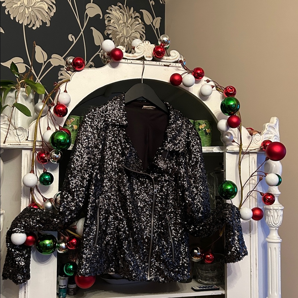Noisy May sequin Moto jacket
